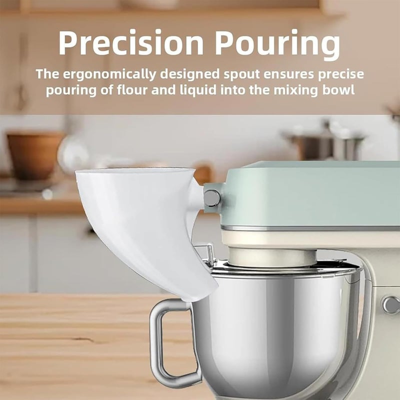 POMFAEE Flour Funnel for Kitchen Aid Mixer, Stand Mixer Attachment, Plastic Powder Funnel with Easy-Pour, Prevents Spills and Messes,Easy Pouring Design for Egg Liquid and Both Flour（Red） X - Image 3